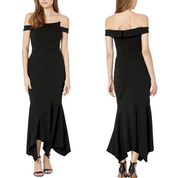 Xscape Gown Asymmetric Off the Shoulder Handkerchief Hem
Dress in black Size 8 - Picture 2 of 8